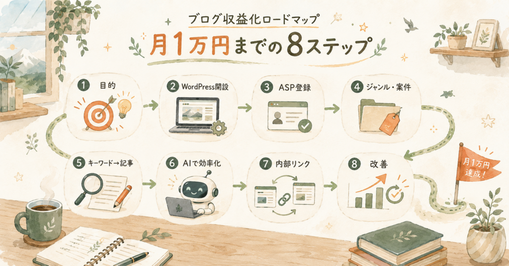 ブログ収益化ロードマップ｜月1万円までの8ステップ