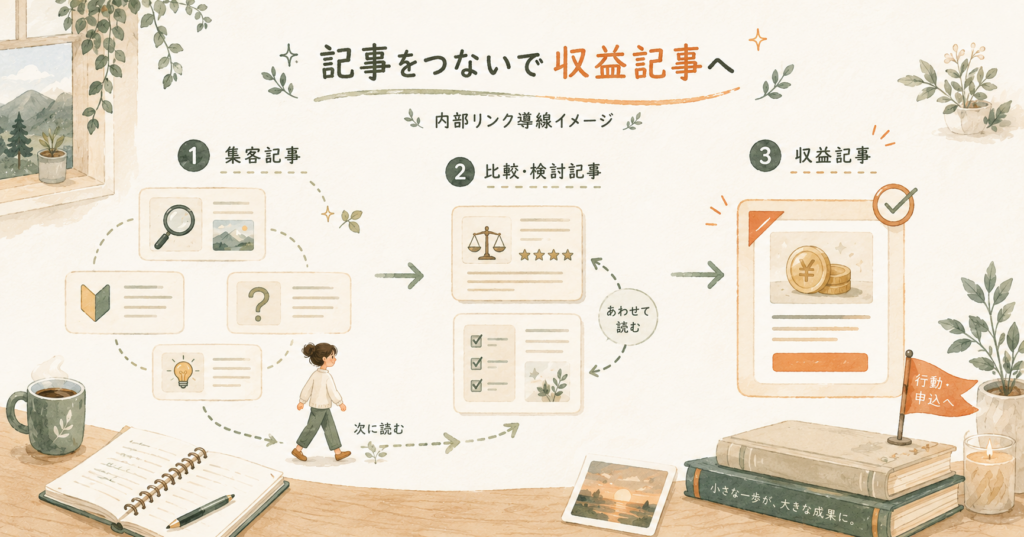 内部リンクで収益記事へつなぐ導線図