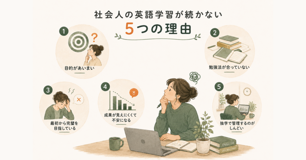 社会人の英語学習が続かない5つの理由