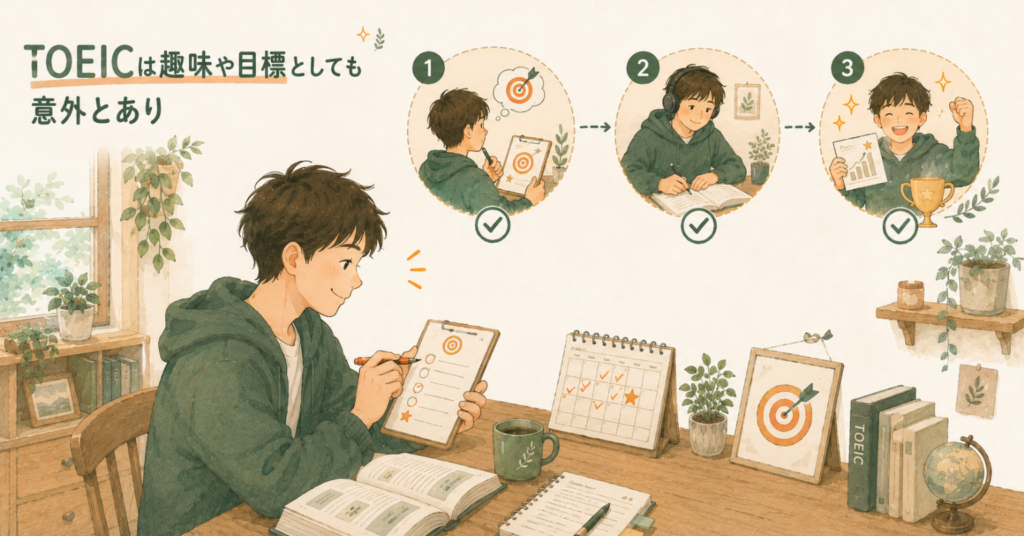 TOEICを趣味や目標として楽しく続け、スコアアップを目指す学習風景